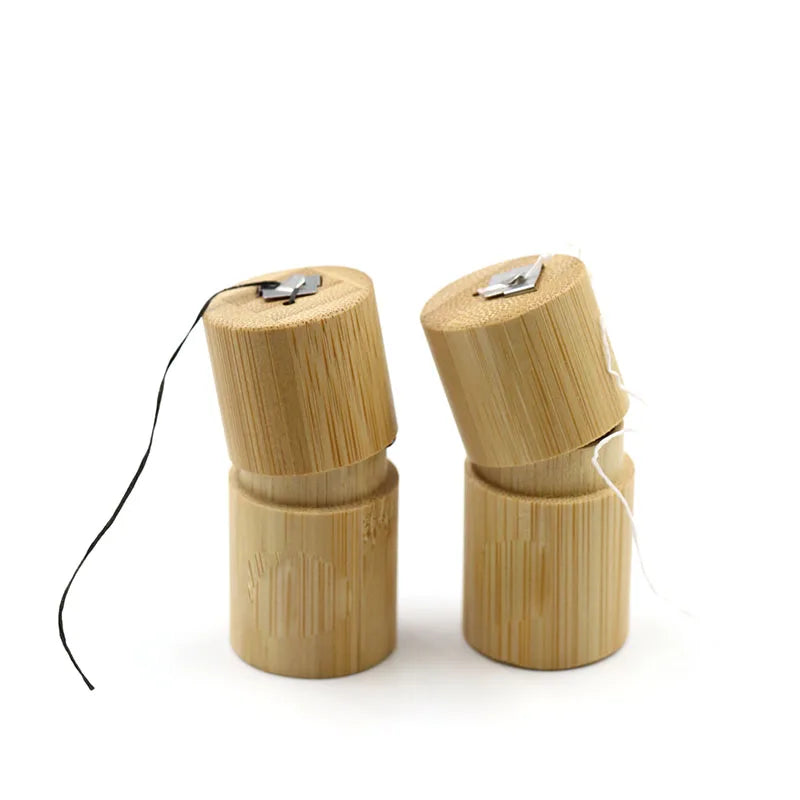 100% Biodegradable Dental Floss with Round Bamboo Tube