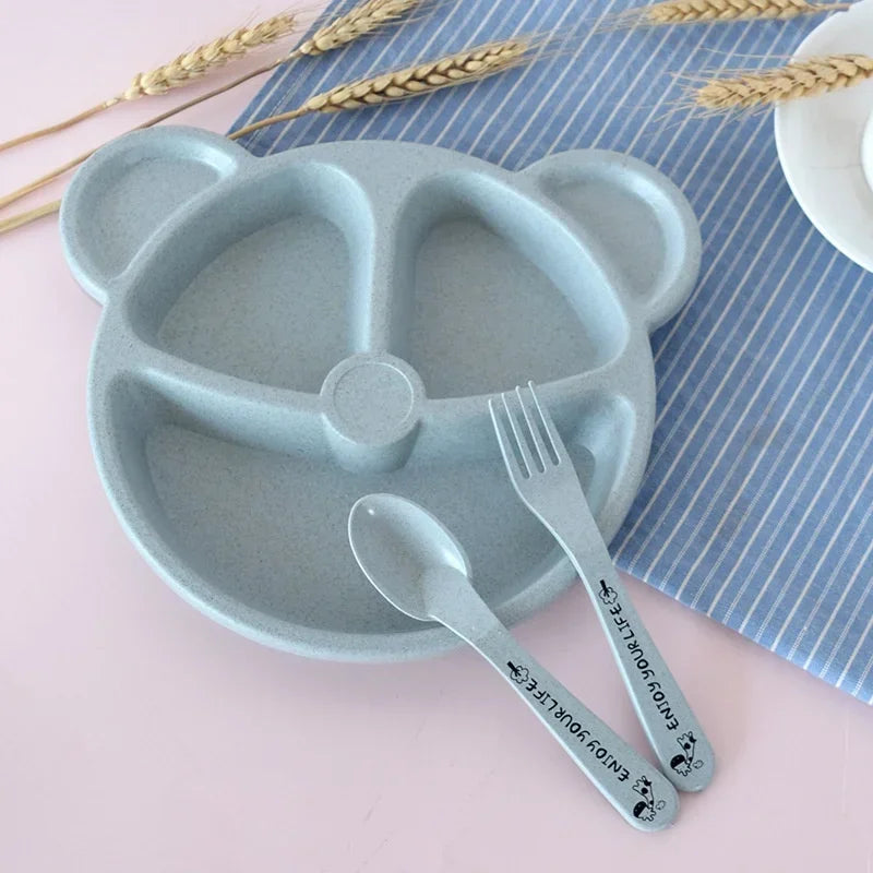 Baby Bowl Spoon Fork Feeding Tableware BPA Free Cartoon Bear