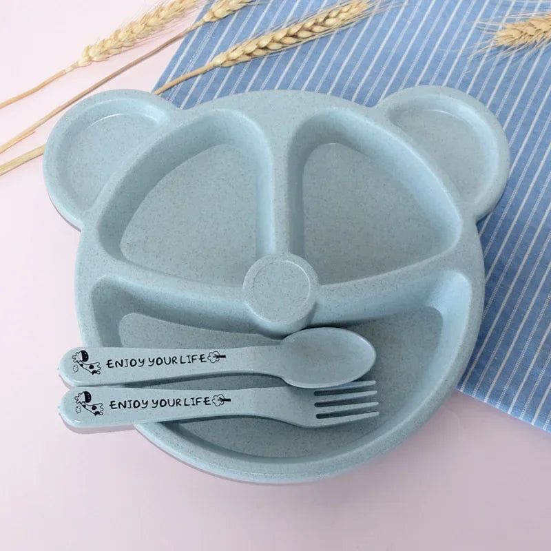 Baby Bowl Spoon Fork Feeding Tableware BPA Free Cartoon Bear