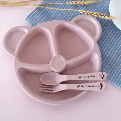 Baby Bowl Spoon Fork Feeding Tableware BPA Free Cartoon Bear